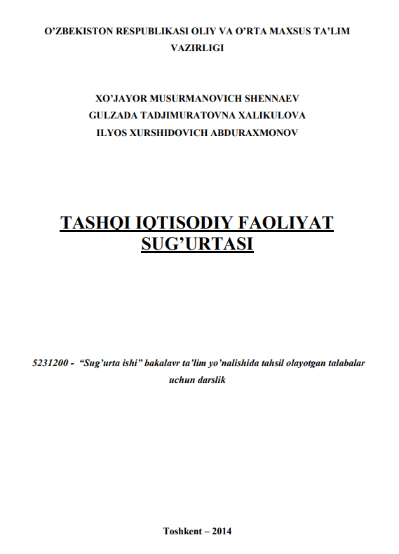 TASHQI IQTISODIY FAOLIYAT  SUG’URTASI